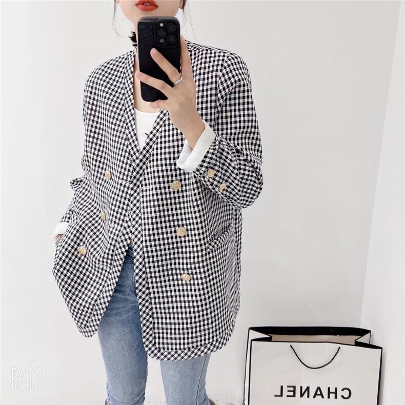 现货欧货格子西装，女装西装，悠奈尔