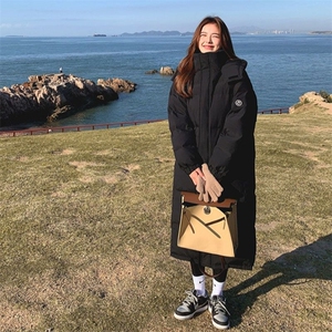 棉服女冬季中长款过膝韩版宽松学院风加厚bf休闲棉衣棉服图片
