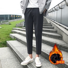 加绒九分裤深灰色