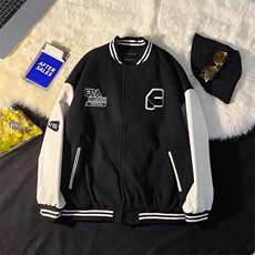 潮流夹克潮男春季毛呢拼皮棒球服X82P65，男装夹克，星座1116-2