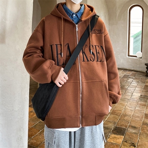 连帽开衫卫衣男士美式高街运动宽松情侣装外套-JK23104-P75控98