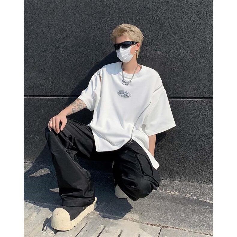 男装不规则解构拉链短袖T恤24夏季新款圆领上衣XZ514-2-20248-P58,男装T恤,星座514-2(原B239)