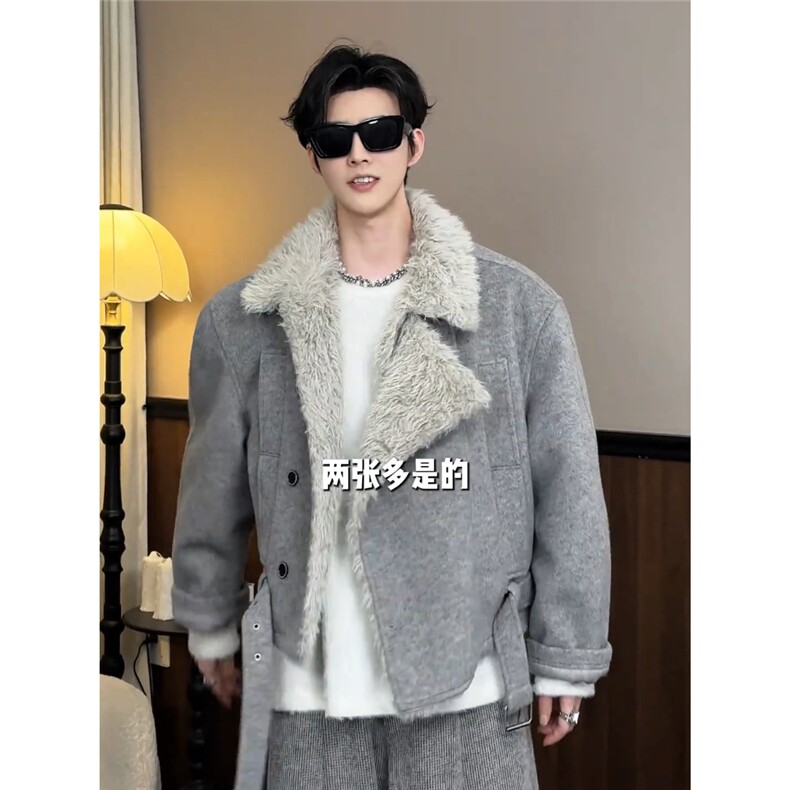 现货 美式座山雕毛领加绒加厚棉服夹克男M286/P135图片