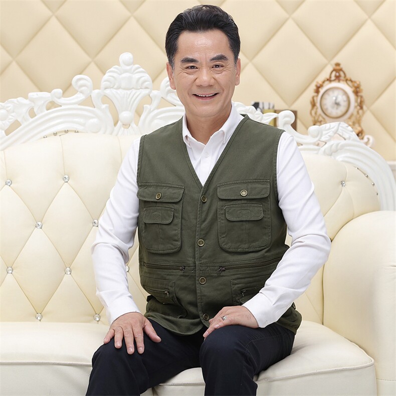 BGW-1春季男士爸爸装户外休闲纯棉马甲修身潮流帅气P48图片