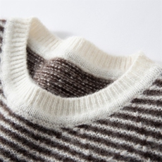 2025年秋季时尚百搭通勤简约休闲圆领条纹长袖，女装羊绒衫，臻维羊绒