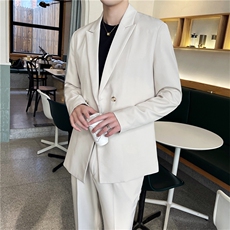 白色痞帅休闲男潮流宽松轻熟风西服套装男士网红外套秋冬季薄款，男装西服套装，星座505-2（原电商A260-1)