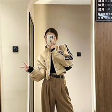 2025欧货新款时髦机车杠条短外套女秋韩版宽松百搭棒球服夹克上衣，男装夹克，星座1210-1