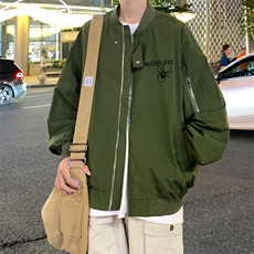 美式复古酒红色棒球服外套男夏季2025新款潮牌青少年飞行大码夹克，男装夹克，星座715-4