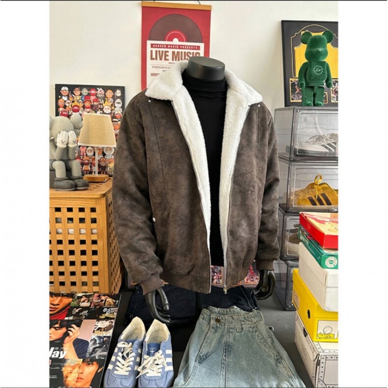 网图-MY1663-特批80美拉德巴恩风羊羔绒雾面PU皮棉服加绒保暖棉衣,男装棉衣,电商A440