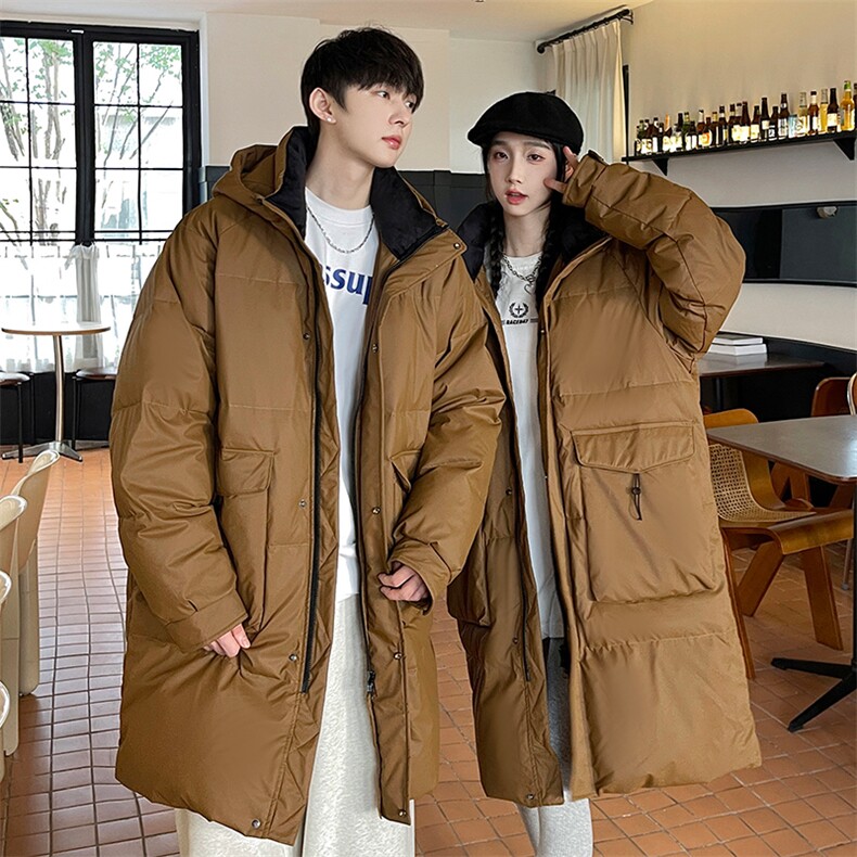 羽绒服男冬季新款港风长款连帽白鸭绒情侣外套YR928-P180(控价208,男装羽绒服,星座214-3