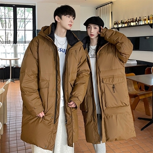 羽绒服男冬季新款港风长款连帽白鸭绒情侣外套YR928-P180(控价208图片