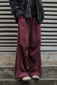 903-AK93-特P55 S-XXL 【酒红 黑色】 织带降落伞裤！现货！4图片