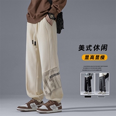 2025秋季新款灰墙大码美式菠萝格印花卫裤M-5XHK24768-特P30，男装休闲裤，电商A022