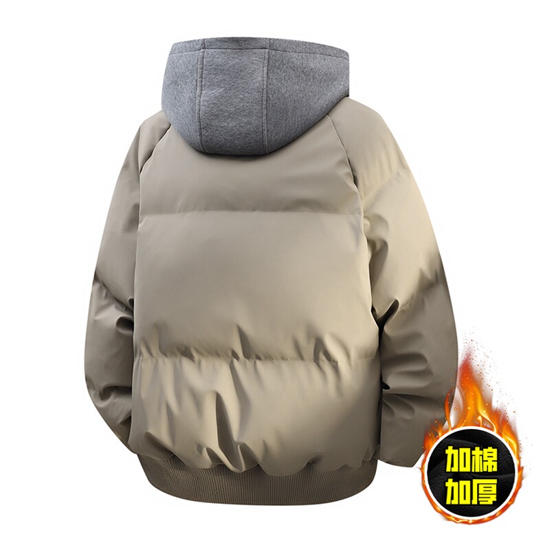 现货高品质重磅工艺美式高街假两件PU皮棉衣男女加厚棉服外套,男装棉衣,电商A443