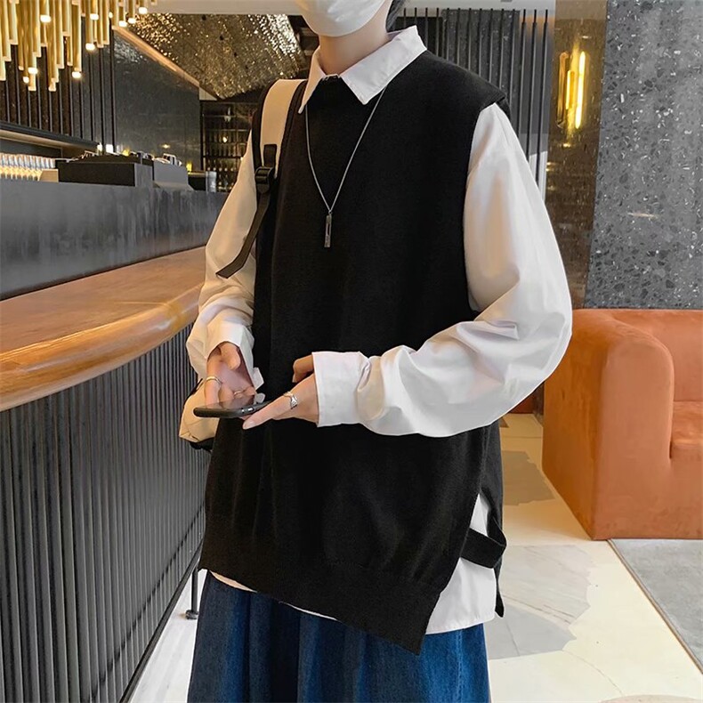 2022学院情侣宽松针织衫无袖马甲秋冬V领法试毛衣背心男W5172-P34,男装背心/马甲,星座512-3