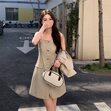 夏季新品气质工装风上衣吊带裙两件套2C2851801P145K218，女装连衣裙，2C285