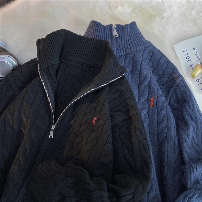 M519CX-特P68麻花开衫毛衣男女秋季潮牌宽松休闲拉链针织衫外套,男装针织衫/毛衣,电商D310B