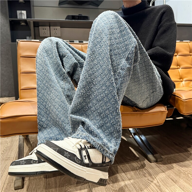 现货提花设计牛仔裤美式做旧复古宽松XZ603-K811-P45控68,男装牛仔裤,星座603