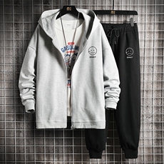 TK6072-P85开衫连帽卫衣套装男运动套装两件套网格挂拍，男装卫衣，电商A040A