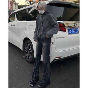 美式ins高街hiphop微喇扎染牛仔裤货号K2313P55控78图片