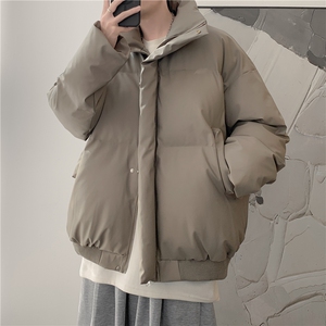 得物品质 冬季纯色宽松面包服情侣保暖立领男女款棉衣外套特P80图片
