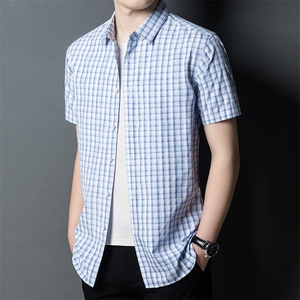 AF21pd2105钱塘2020-3夏季新款男士时尚休闲格子衬衫高品质P52图片