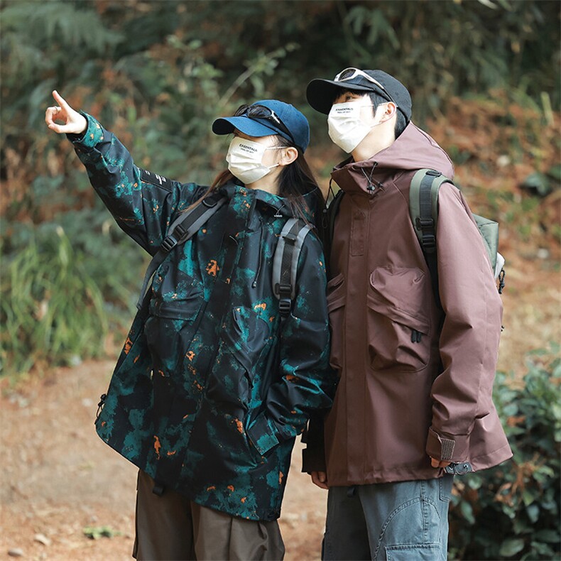 户外工装风口袋冲锋衣外套风衣男女连帽百搭休闲夹克2353-P70,男装夹克,星座1403A