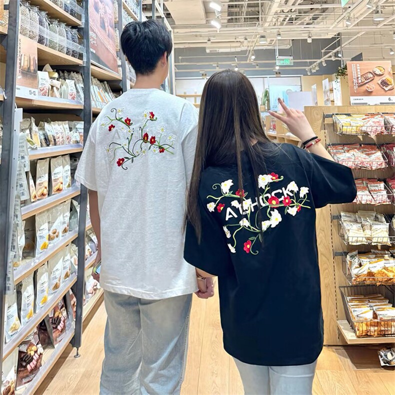 万针全刺绣工艺高品质260克双纱纯棉美式高街短袖T恤特P33,男装T恤,电商A486
