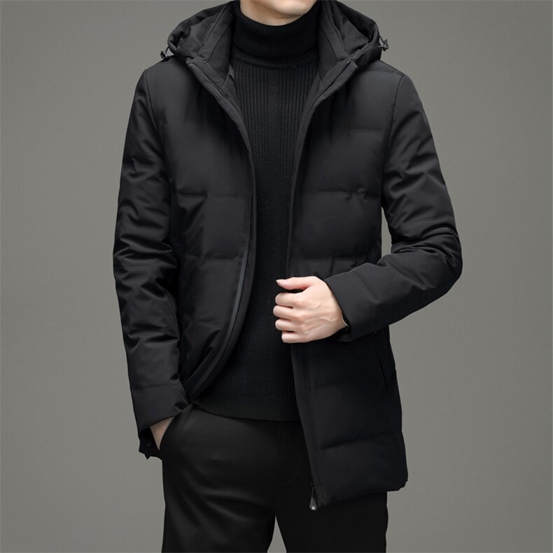 白鸭绒羽绒服男新款21冬装连帽羽绒服休闲外套上衣男DD21717-P360图片