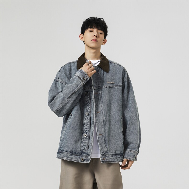 【现货】XZ1218WT4006特价P64美式灯芯绒翻领拼接牛仔外套,男装工装外套,星座1218（原611-3）