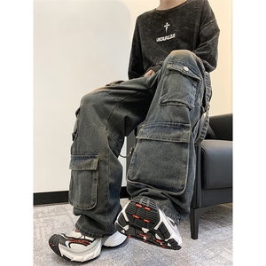 美式街头工装牛仔裤男直筒宽松欧美高街vibe风长裤子NZ015-P73