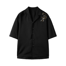 C9069/P35夏季新款新中式风格盘扣垂感刺绣衬衫男衬衣西服领上衣，男装西服，电商A141