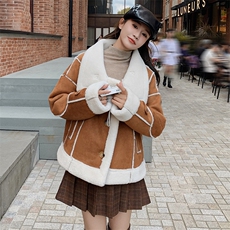 [现货】2025冬短款皮毛一体机车服8820p165k238，女装短外套，2C269