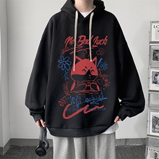WY2226-P35加绒款-P40纯棉连帽卫衣男大码运动帽衫宽松薄外套男，男装卫衣，电商A040