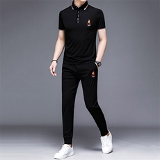 HP506夏季新款男士休闲套装刺绣男装百搭二件套，男装休闲套装，电商B360