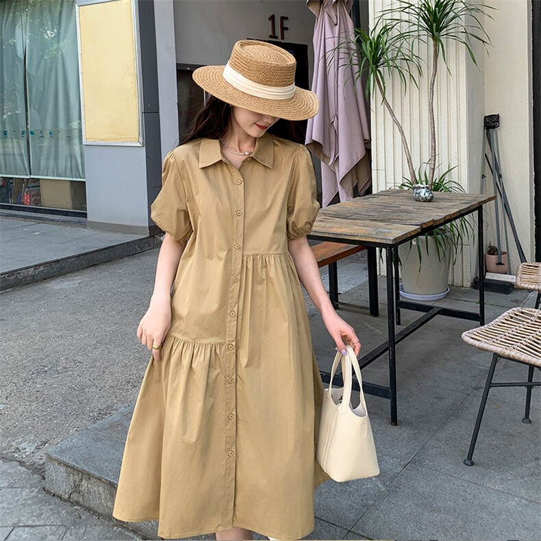 《现货新品》翻领宽松舒服衬衫连衣裙,女装连衣裙,MQ