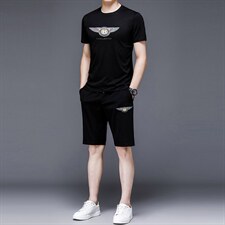 2023年夏款潮流休闲时尚男士运动短裤短袖套装P130，男装休闲套装，电商D223-1