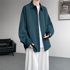 8XL-M泡泡纱盐缩肌理长袖衬衫男春季冰丝外套防晒衬衣CS29007P40，男装防晒衣，电商B312