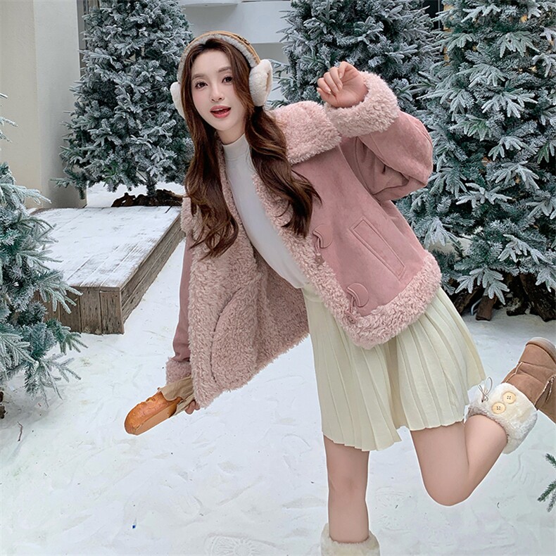 2024现货好款气质甜美羊羔毛外套显肤色白1C056-P210K285,女装短外套,2D045