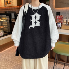 美式复古卫衣男春季设计感宽松圆领印花外套港风大码套头上衣，男装卫衣，星座716-2