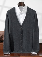 冬季100纯羊毛开衫男士V领四平加厚外搭毛衣青年宽松针织羊绒外套，男装针织衫/毛衣，星纬羊绒