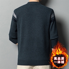 冬季加绒半拉链毛衣男士宽松保暖毛线针织衫男士休闲打底衫男装，男装针织衫/毛衣，钱塘6003（原4033）