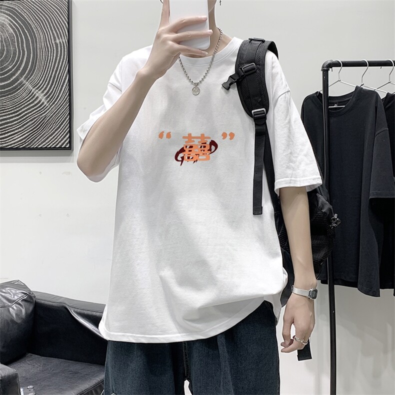 2021港风夏季宽松男女情侣短袖T恤XZ1102-1-T1705-P25,男装T恤,星座510A-1