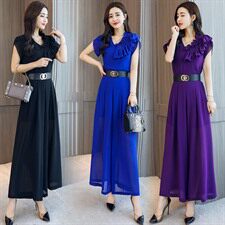 2022年夏季舒适纯色简约优雅气质修身显瘦套装/套裙时尚潮流维纶，女装套装/套裙，时尚俏佳人