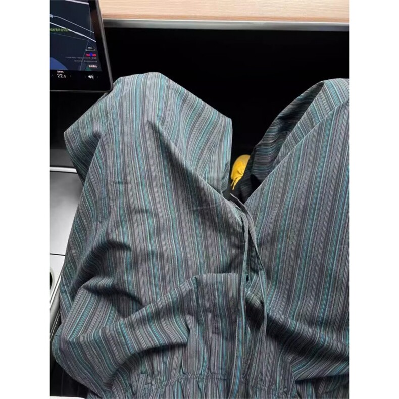竖条纹阔腿裤男美式慵懒风宽松休闲设计感拖地裤长裤KC30,男装休闲裤,星座1116A（原606A-3）