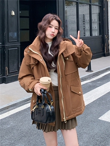 韩系工装派克羽绒服女2025冬季新款高端洋气休闲保暖90白鸭绒外套图片