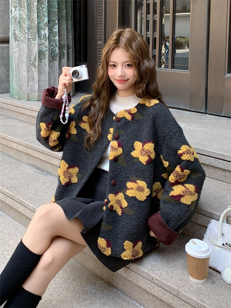 2025年冬季新款印花加厚摇粒绒羊羔毛外套2558款P180-K268,女装羊羔毛/颗粒绒,浙宝301