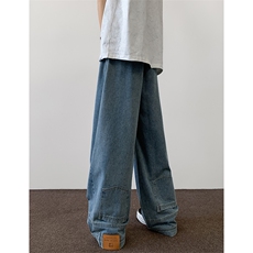8XL-M特大码牛仔裤男美式高街裤子欧美复古倒装牛仔裤小众K968P50，男装牛仔裤，电商D206-1