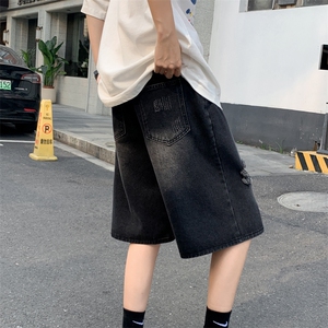 破洞牛仔短裤男夏季美式高街潮牌直筒痞帅休闲五分裤子DK0764-P38图片