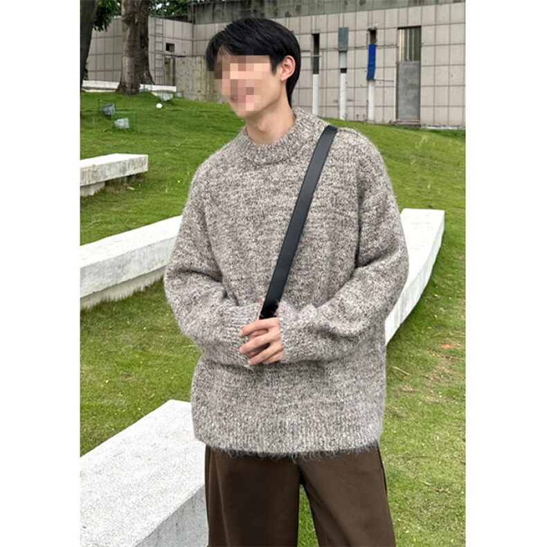 秋冬季新款加厚美式复古时尚提花宽松圆领套头针织毛衣男M68,男装针织衫/毛衣,星座1116A（原606A-3）